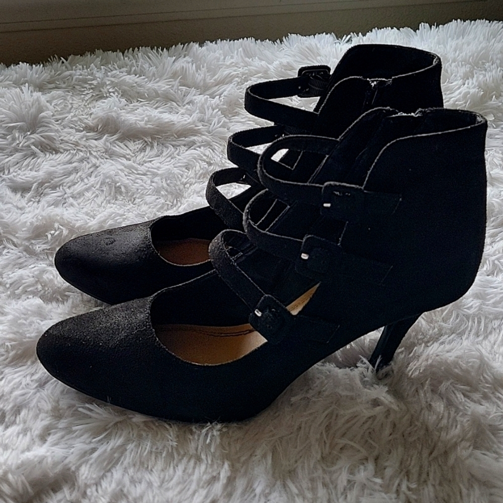 Metaphor Ankle Boots, Heeled Black Strappy Size Womens 10 - Picture 2 of 8